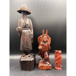 Vintage Carved Wood Asian Figures